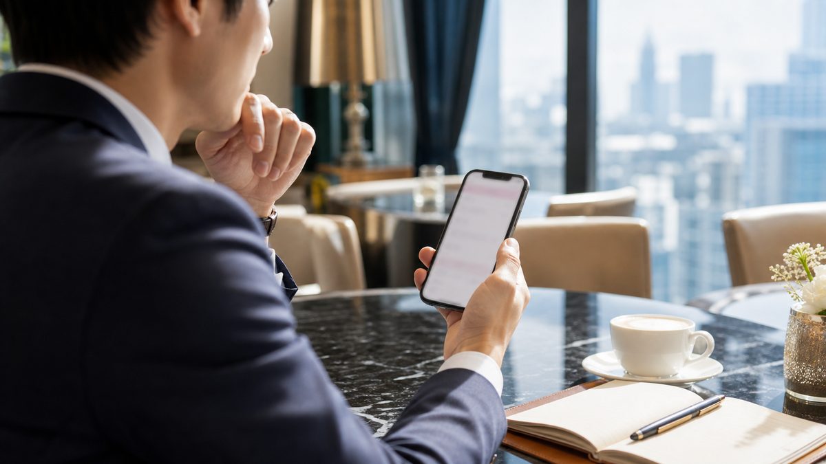 バチェラーデートの会社名入力をスマートフォンで確認するイメージ